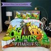 Plants Vs. Zombies Pattern Pattern Bedding,Quilt Set Quilt Cover Pillowcase Home Birthday Gift (1*duvet Cover+2*pillowcase,without core)XSJT0917559