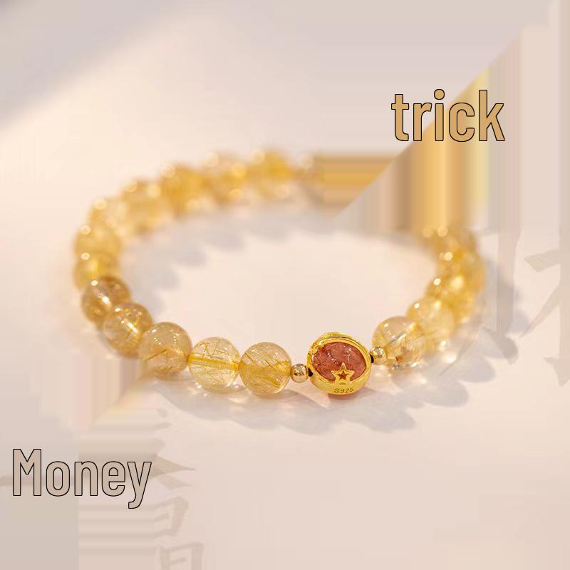 Elegant Citrine & Strawberry Quartz Bracelet for Women - Natural Crystal Jewelry Gift