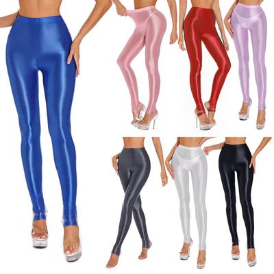 Női Fényes Kengyel Leggings Magas derekú Elasztikus Derék Harisnya Tornaterem Jóga Edzőnadrág Haskontroll Sportnadrág