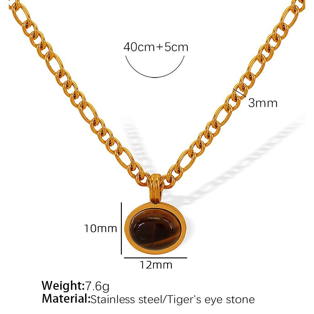 

Набор: Ожерелье и Серьги из 18-каратного Золота с Овальным Тигровым Глазом - Элегантное Французское Украшение на Ключицы для Женщин