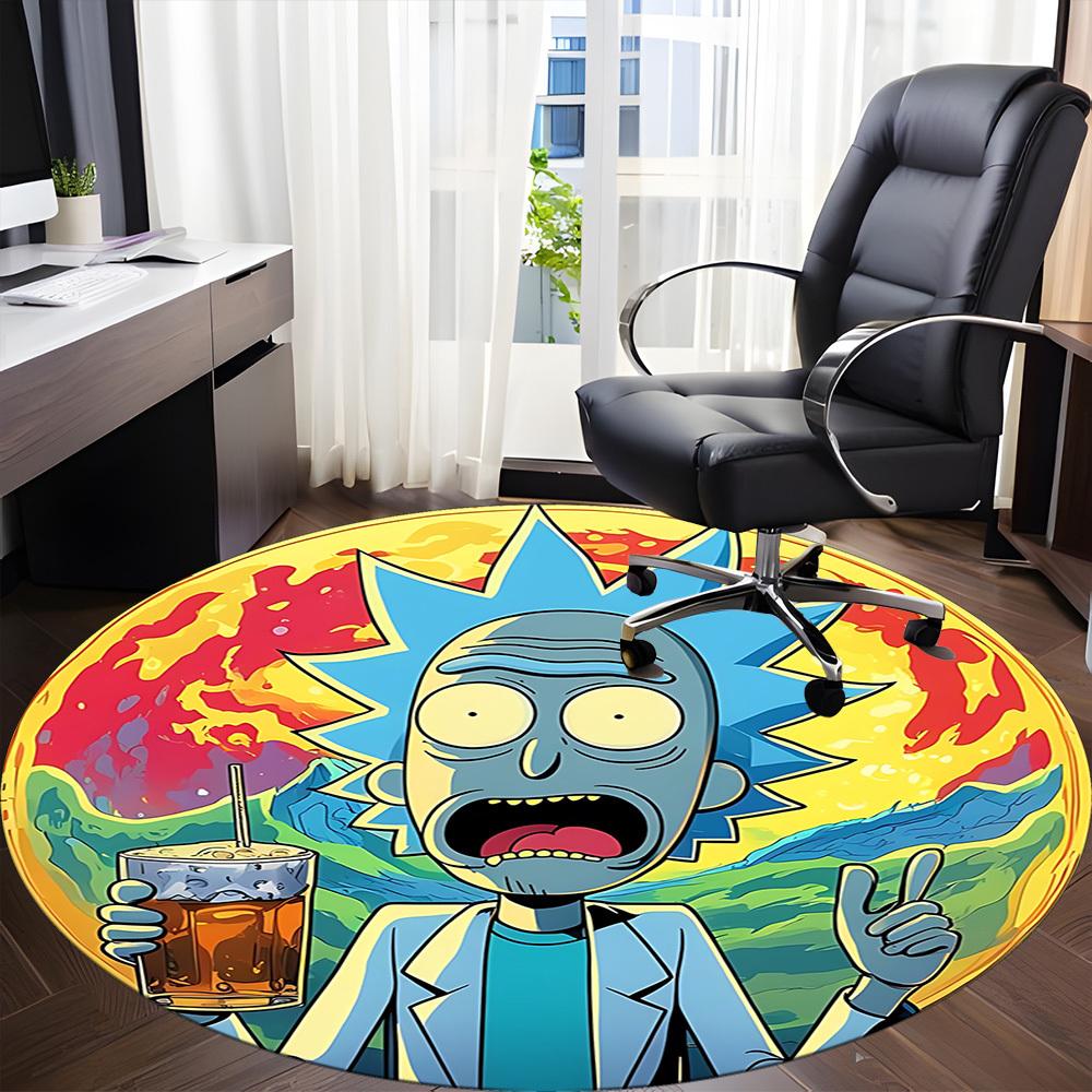 Tappeto Rotondo Ufficio Rick Sanchez 1 Pezzo, Antiscivolo, Morbido e Resistente, Tappeto da Ufficio per Decorazione d'Interni, Perfetto per Ufficio, Bella Decorazione