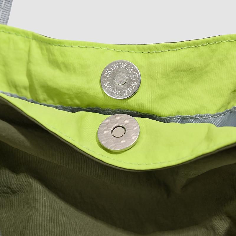 Lightweight Nylon Colorblock Tote Bag with Side Mesh Pockets Crossbody Casual Shoulder Purse for Daily