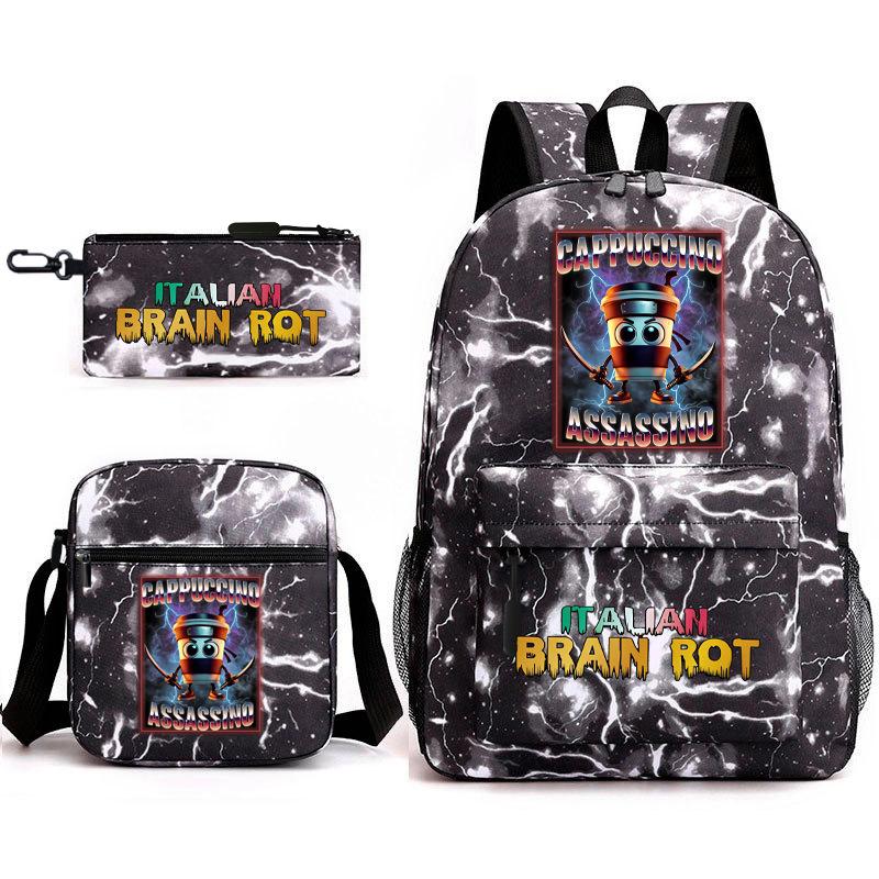 

Abstract Shanhaijing primary school bag tongtongsahur cartoon youth backpack three-piece set L 17 inch backpack