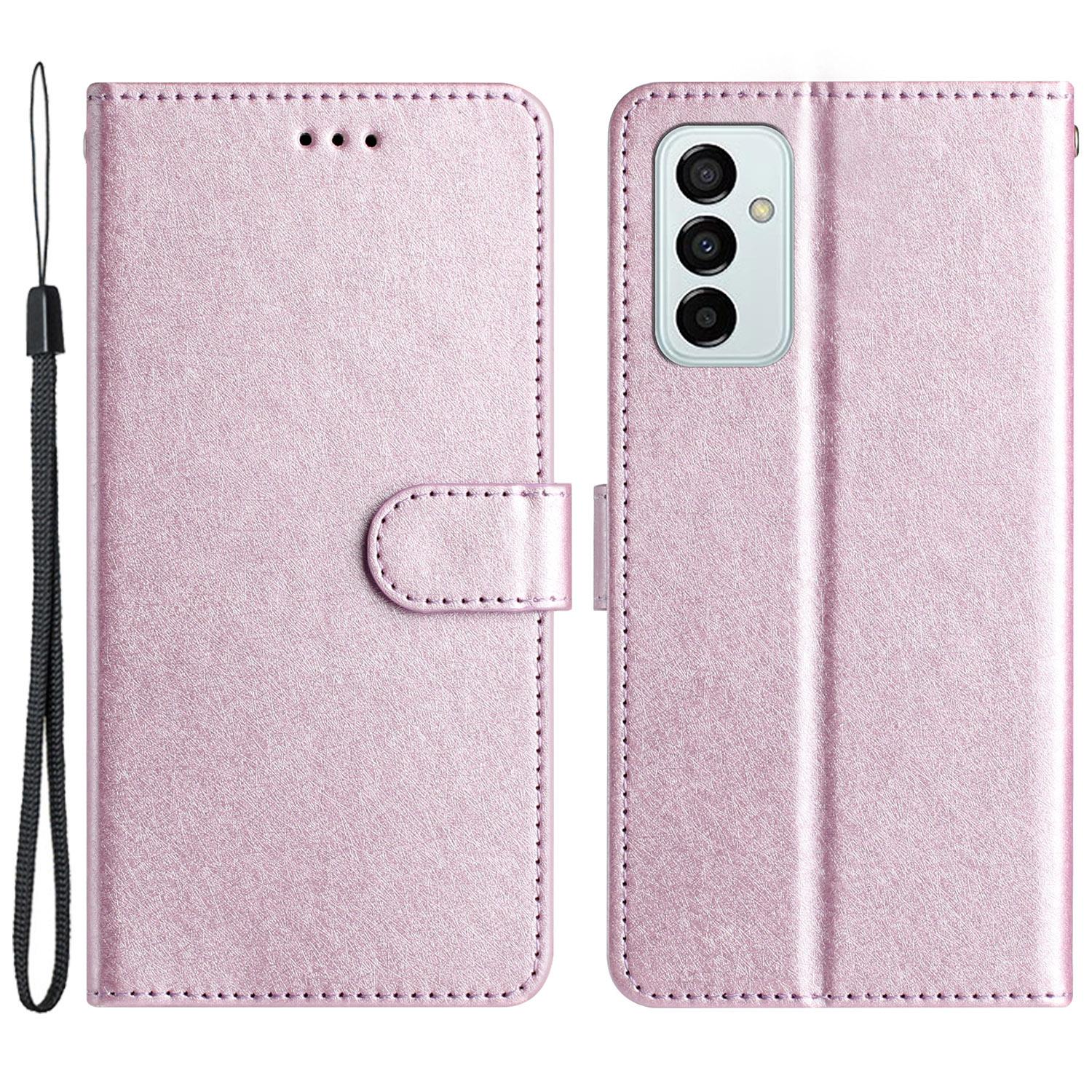 

Phone Case for Samsung Galaxy A14 4G/5G,Stand Silk Texture PU Leather Wallet Shell with Hand Strap Light Purple
