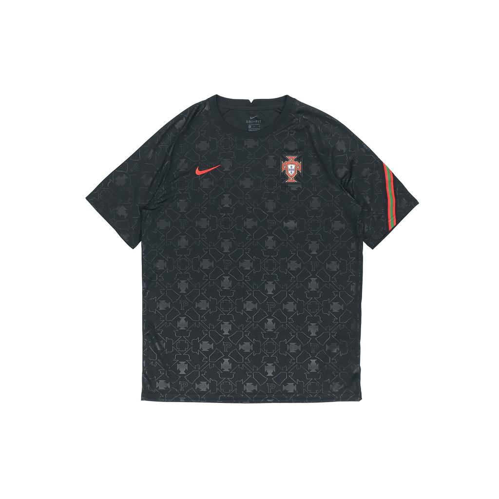 Nike Portugal Men's Pre-Match Short-Sleeve Soccer Top Black Red CD2579-010