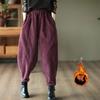 Pantaloni di Velluto a Coste Autunno Inverno Casual a Vita Alta Caldi Pantaloni da Donna Vintage alla Caviglia Jogger Moda