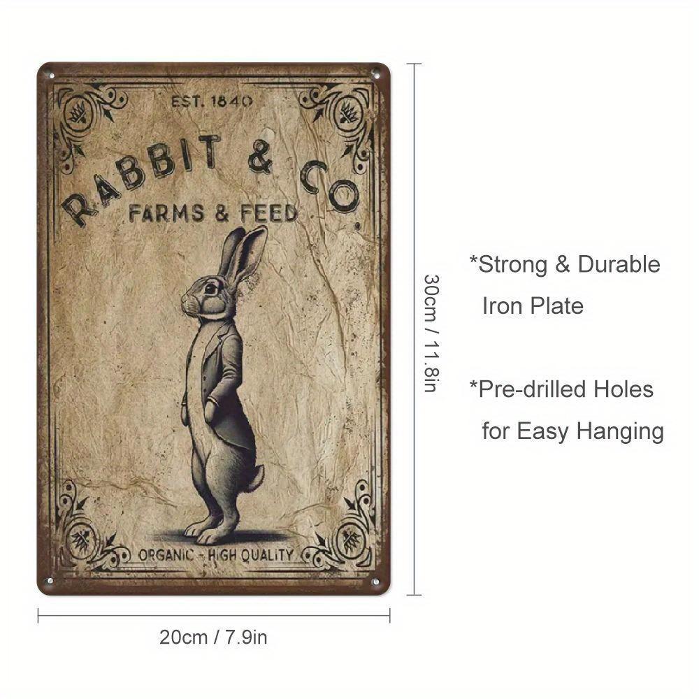 

Vintage Easter Bunny Metal Sign, Rustic Iron Wall Art for Porch, Garage, Home, Cafe, Bar, Garden Decoration for Room Decor 20x30cm（7.8x11.8inch）