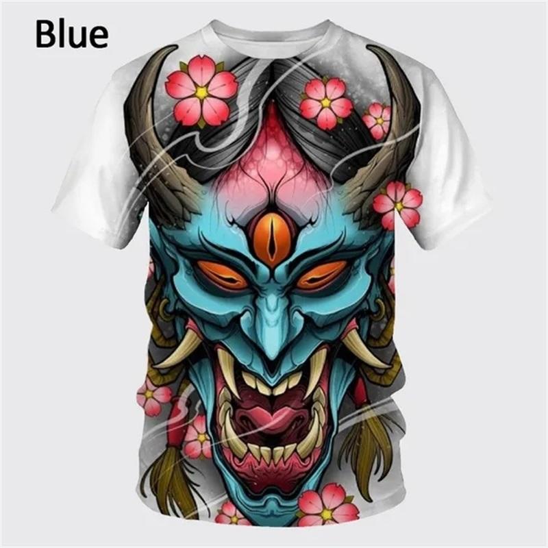 Japanische Geist Prajna Grafik T-Shirts für Herren 3D-Druck Rundhals Lässige Kurzarm-T-Shirts Personalisierte Herren-T-Shirts