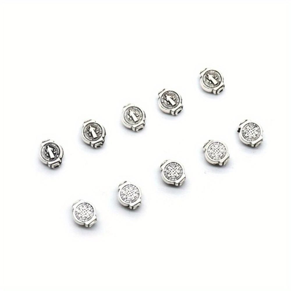 50pcs Vintage Religious Costume Saint Benedict Medal Round Loose Bead Jewelry Making Jewelry DIY Necklace Bracelet Jewelry