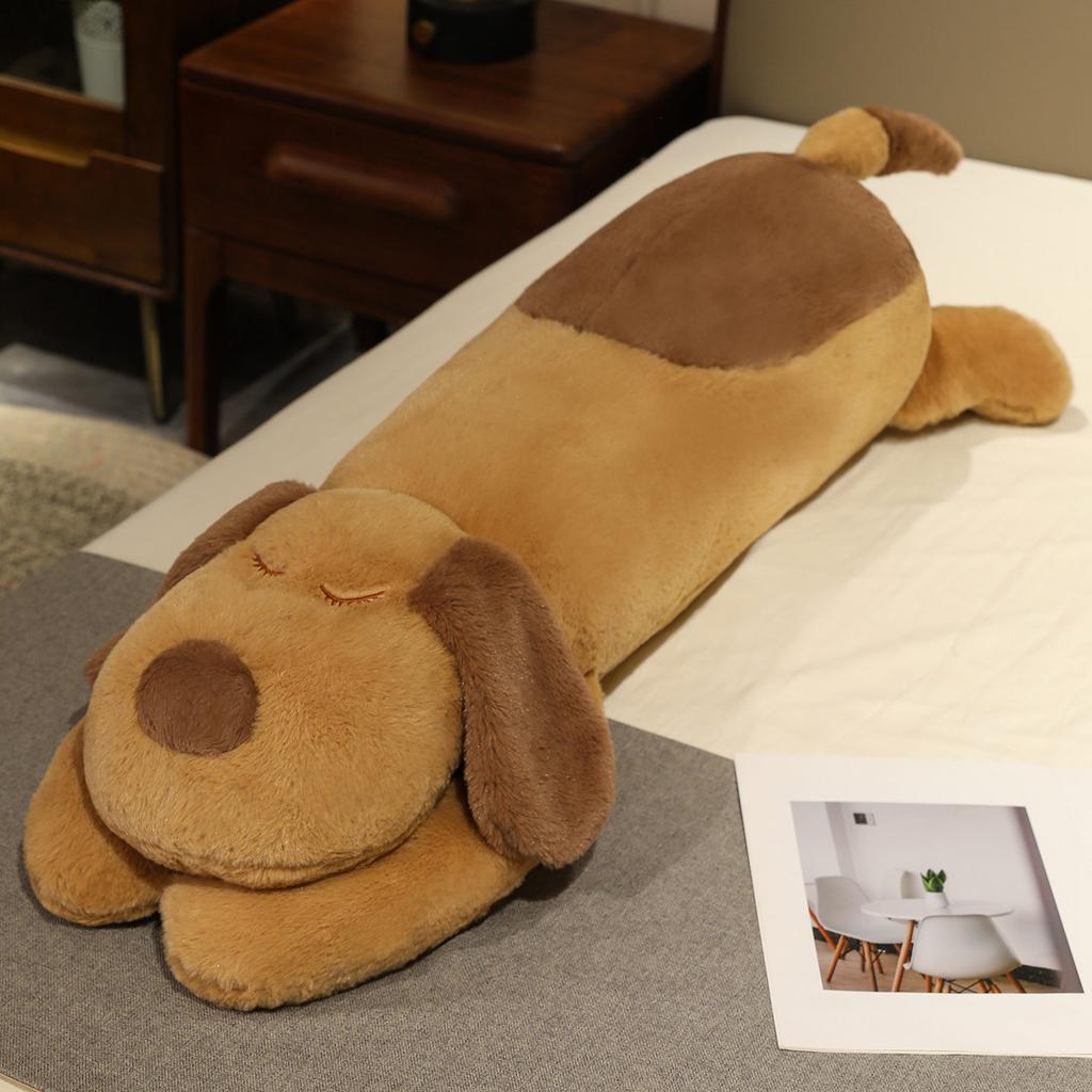 Kawaii Cartoon Puppy Long Pillow Soft Cozy Doggy Plush Doll Warm Lovely Sleeping Throw Pillow Lovely Home Decor Kids Companion