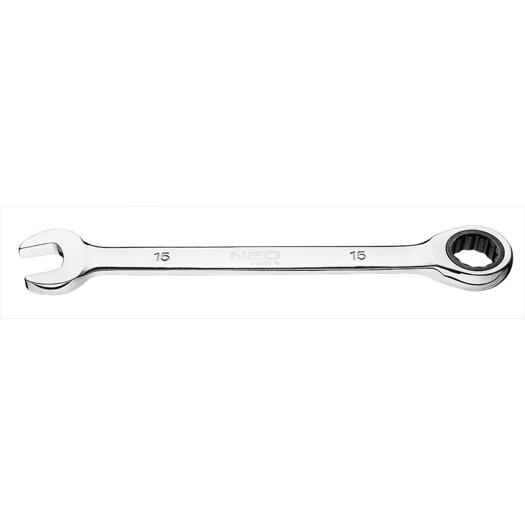 Ratcheting open-end wrench, 15 mm