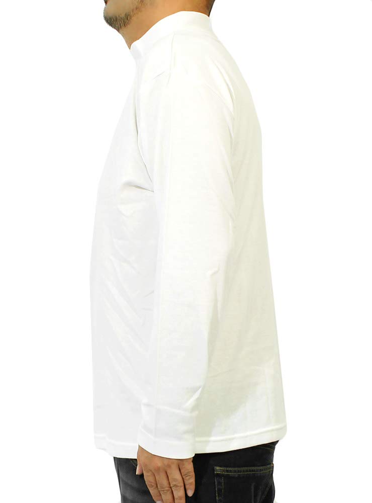 One Colors Men's Long Sleeve T-Shirt, Solid Color, Striped, Rib Knit, High Neck, Size 2L, White