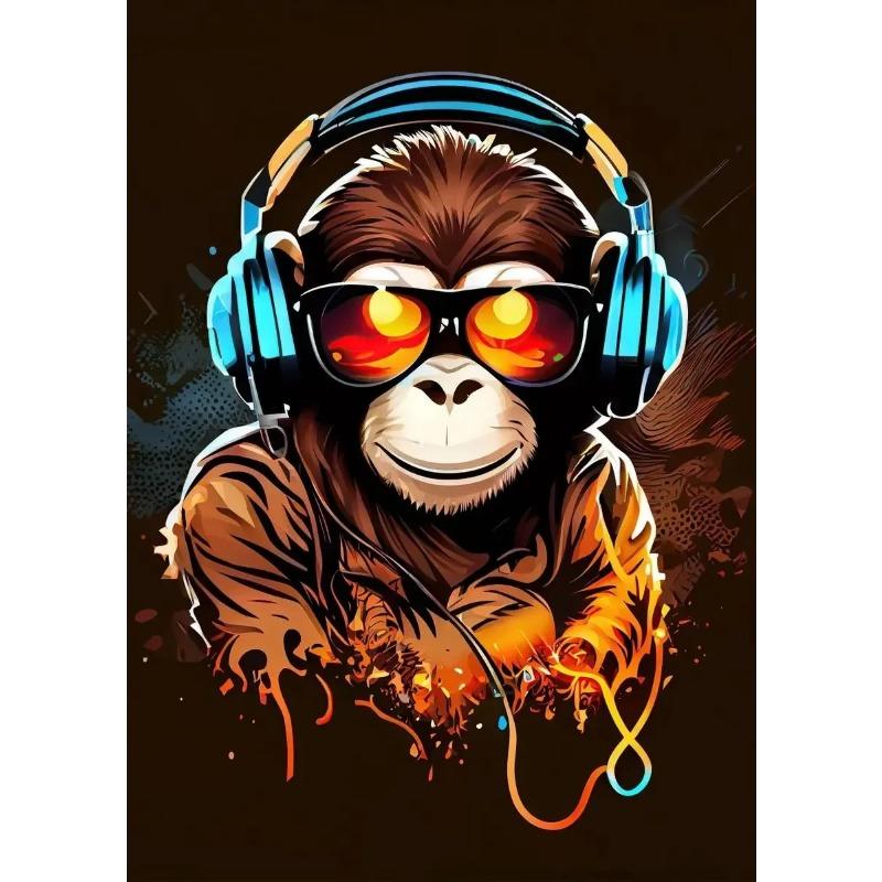 Levendige Muziek Graffiti Dier Canvas Muurschildering Kat Gorilla Aap Poster voor Moderne Kamer Decor Uniek Cadeau