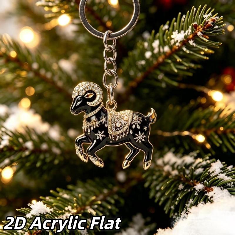 1Pcs 2D Goat Acrylic Pendants Cute Animal Hanging Ornament for Christmas Party Backpack Zipper Charm Accessory