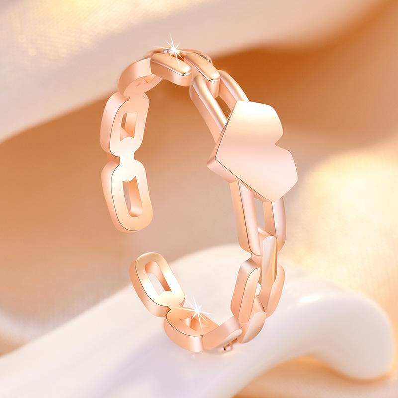 Fashion Ladies Love Heart Hollow Out Open Adjustable Rings Jewelry