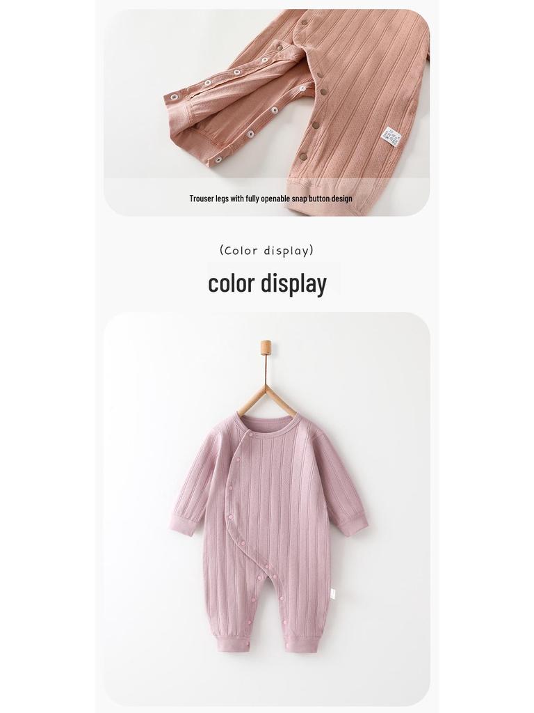 25 Vår- och Höst Baby Bomullspysjamas: Helårs-, Benlös, Långärmad, Sidöppnande Onesie