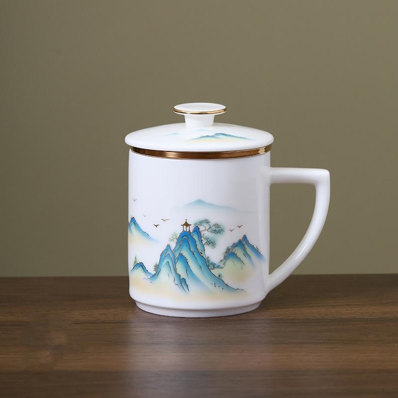 400ml Tea Cup Ceramic Household Filter Tea Separation Mug with Lid Office Tea Infuser Cup Chinese Style Cup Delicate Cup