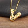Nidin New Fashion 26 A-Z Letters Initials Alphabet Pendant Necklace For Women Men Inlaid Colorful Zircon Jewelry Accessories