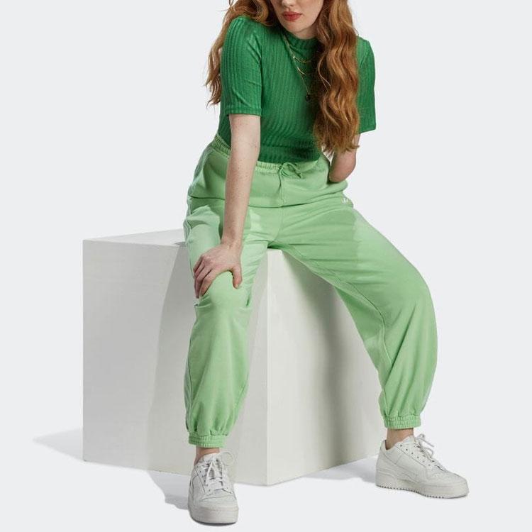 Adidas Originals Trefoil Logo Embroidered Side Stripe Joggers Women Joggers Mint-Green IP7138