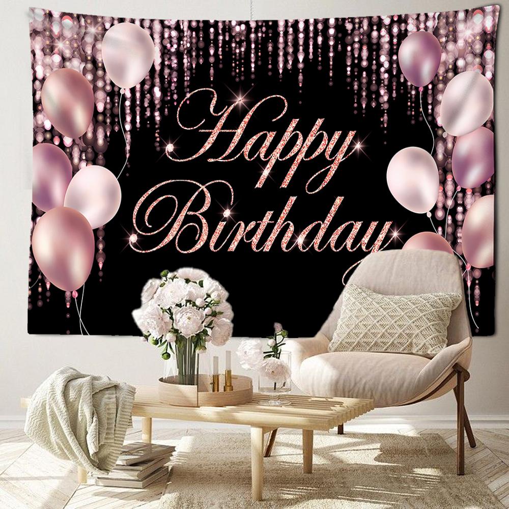Happy Birthday Poster Tapestry Wall Hanging Mysterious Hippie Art Tapitz Festival Bedroom Living Room Home Decor
