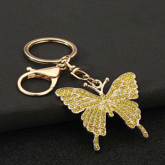 Keychain Pendant Sparkling Rhinestones Butterfly Charm Key Chain with Lobster Clasp Electroplated Key Holder Bag Accessory