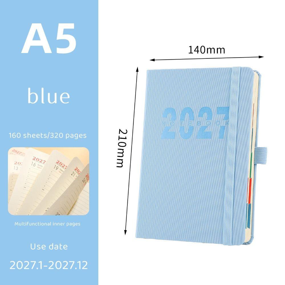 PU Leather Daily Planner Notebook Flat Spread Agenda Organizer Gifts 2027 Schedule Book