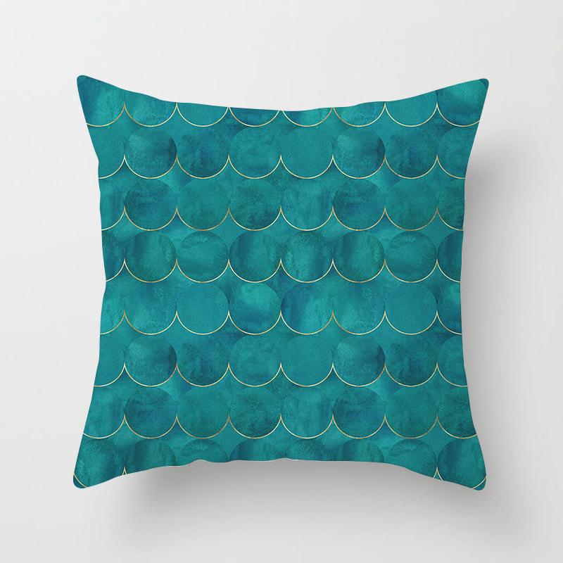 Retro Green Geometric Pillow Case Home Sofa Pillow Cushion Cover Tatami
