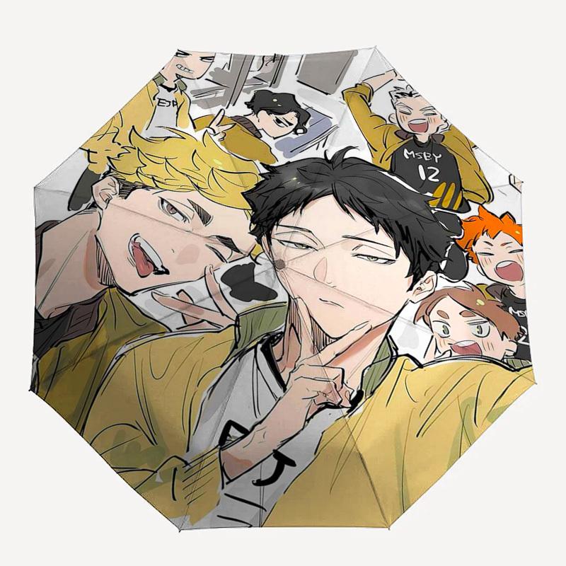 1 Stück Outdoor-Regenschirm mit „Haikyuu!“!""" Merkmale - Automatisches Öffnen/Schließen, Tragbares FaltDesign, 8-Rippen-Eisenrahmen - Perfektes Geschenk für Fans, """