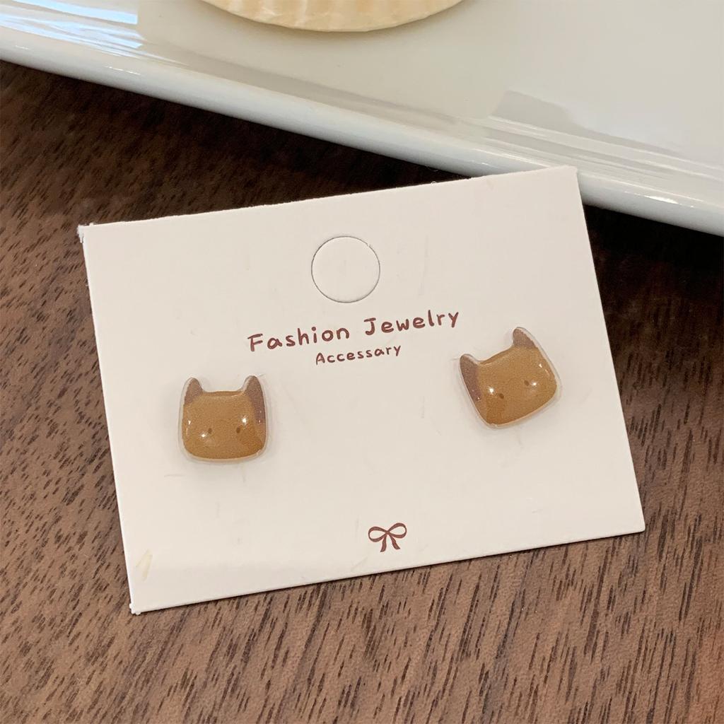 Exquisite Cute Cat Stud Earring for Women Sweet Girls Resin Small Earrings Set Korean Fashion Jewelry Accessories Gifts