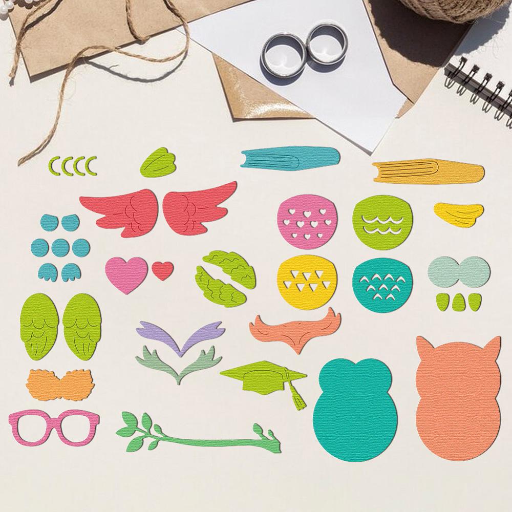 2Pcs 2 Styles Animal Theme Carbon Steel Cutting Dies Stencils for DIY Scrapbooking Photo Album Decorative Embossing Paper Card Owl