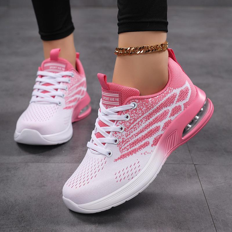 Fashion Large-sized Women's Shoes for the Autumn Breathable Running Shoes with Woven Mesh and Soft Soles, Comfortable Sports Shoes