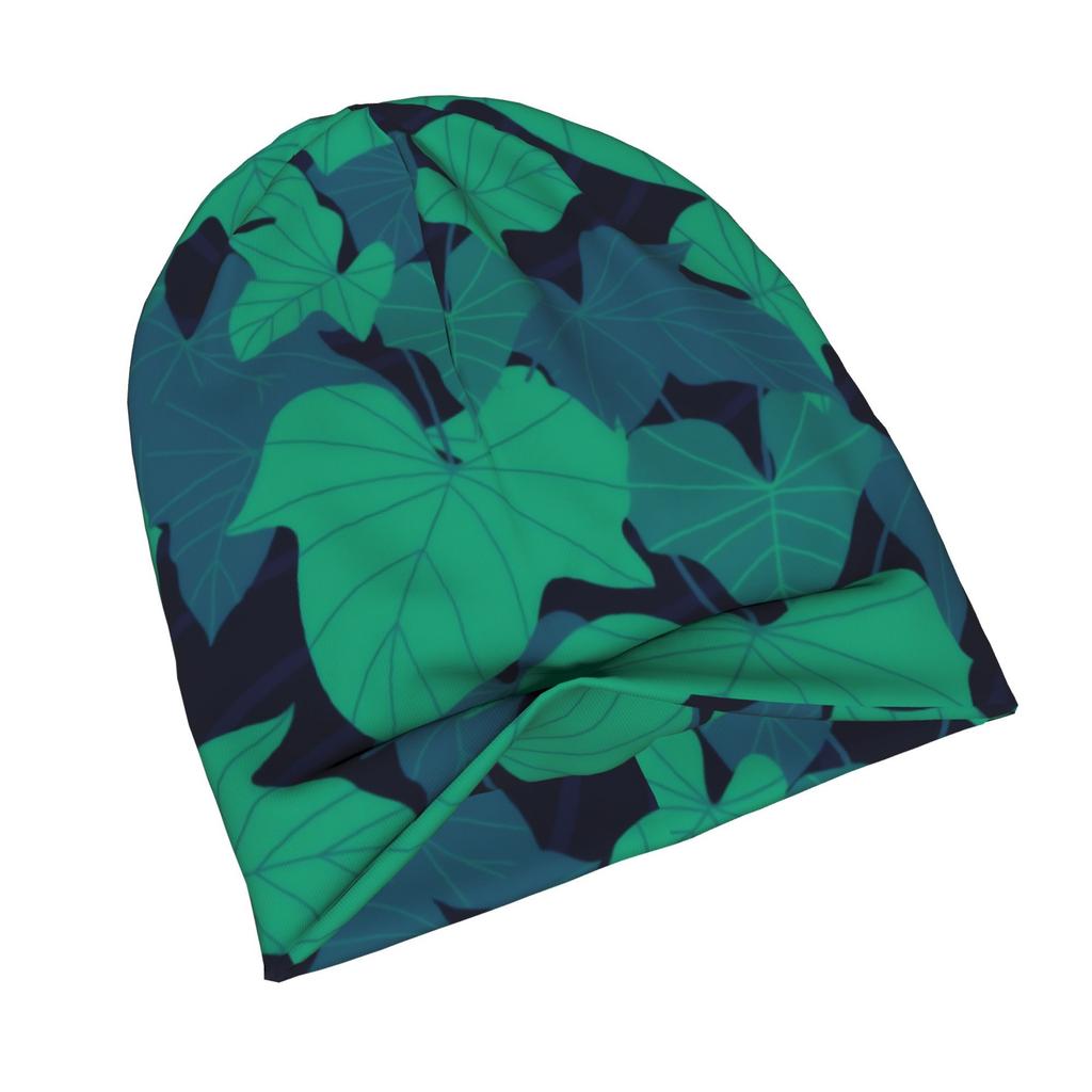 2D Flat Printing Tropical Philodendron Leaves Pattern Urban-Inspired Adult Beanie Fits Well with Layered Looks Morning Coffee Walks Or Creative Spaces