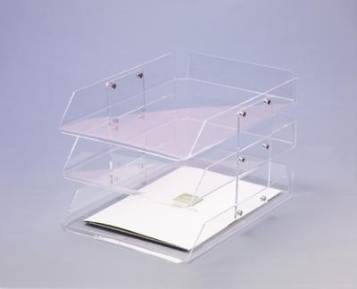 Acrylic Desk Desk Document Letter Letter Organization Easy Assembly [Document Organization] Tray, Transparent, Top, 3-tier, Desk, Tray, Case, Tray,