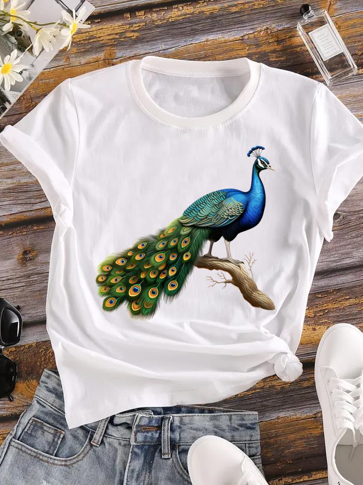 (Asian Size)  Tee Women Clothing Flower Lovely Trend Cute Casual Top Short Sleeve T Shirt Fashion Print Lady Female Graphic T-shirts