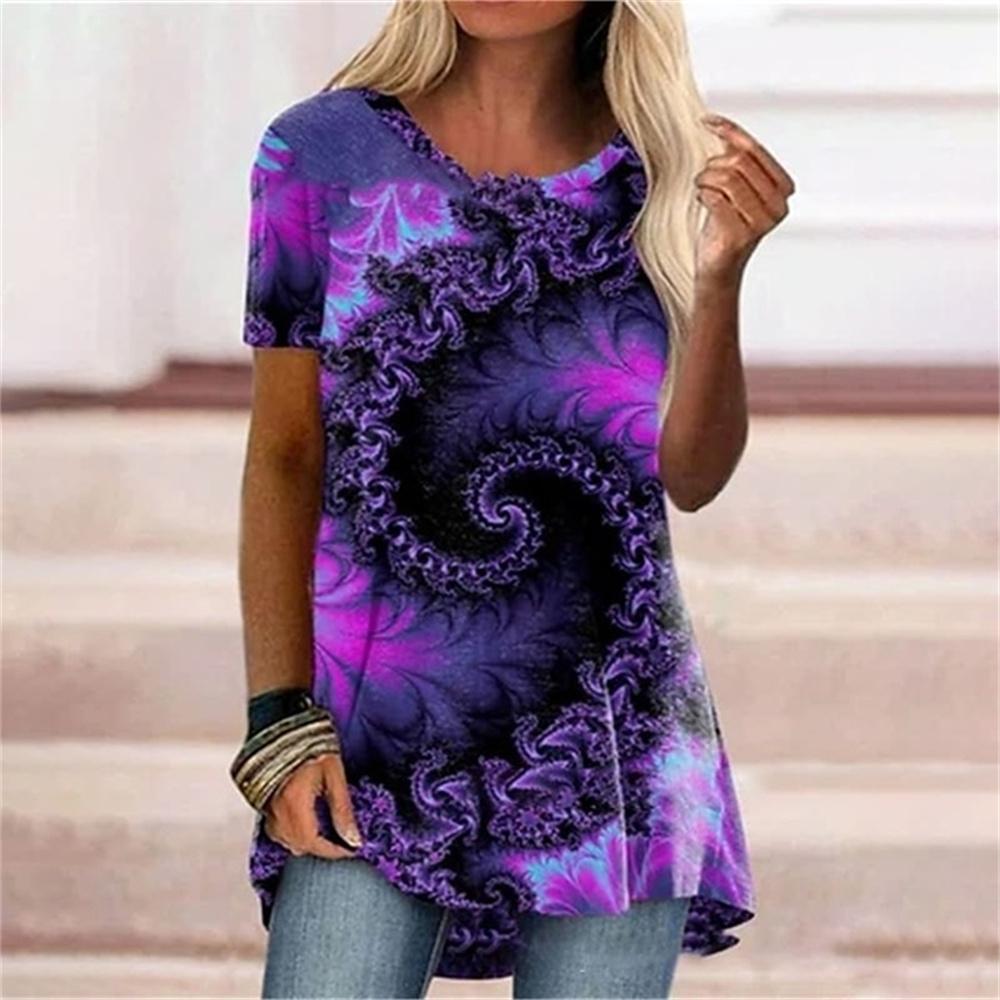 Summer Abstract T-Shirts 3D Printed Streetwear Women's Elegant Fashion Oversized O-Neck T Shirt Female Ladies Tees Tops Clothing