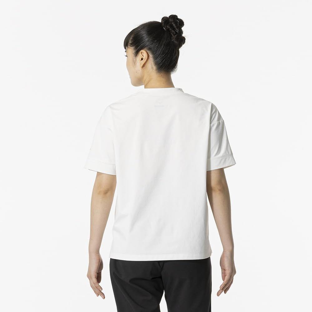 Mizuno Soft Dry Short Sleeve Training UPF Snow Size M Women's T-Shirt, Comfortable, Moisture-Wicking, Quick-Drying, 50+, 32MAB300, White,