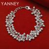 925 Sterling Silver 8-inch Delicate Frosted Beaded Bracelet for Women, Fashionable Wedding Party Jewelry Accessories