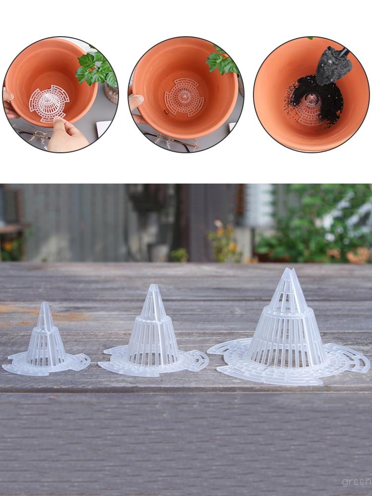 5PCS Flowerpot Bottom Filter Net 3D Flowerpot Gasket Leak Proof Soil Conical Cushion Mesh Breathable Insect Proof Gasket