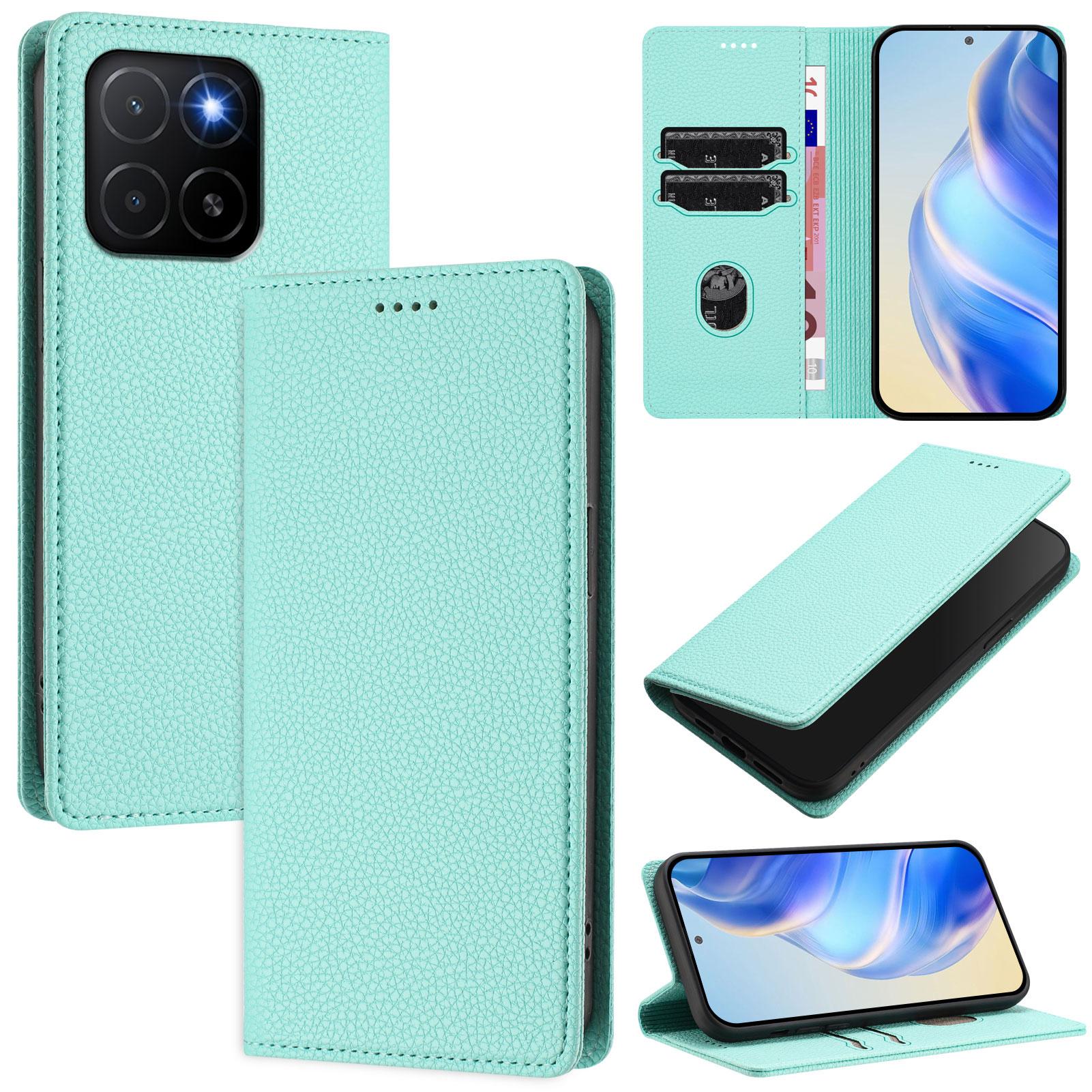 

For Honor X5b Plus/Honor X5b Wallet Case RFID Blocking Litchi Texture Leather Mobile Cover Mint Green