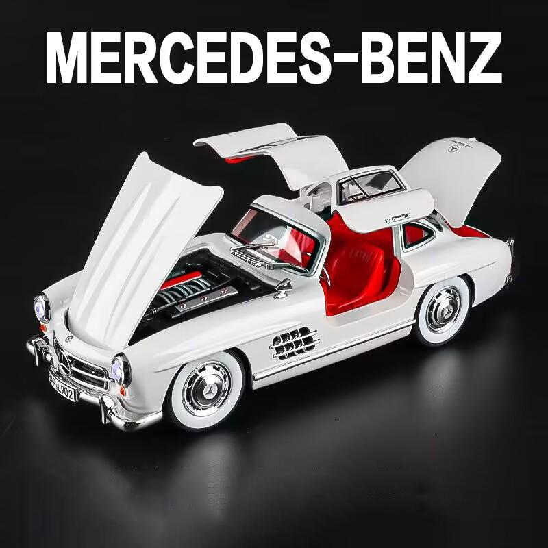 1/24 Mercedes Benz 300SL Alloy Classic Vintage Car Model Car Model Diecast Metal Pull Back Sound Light Car for Children Gift