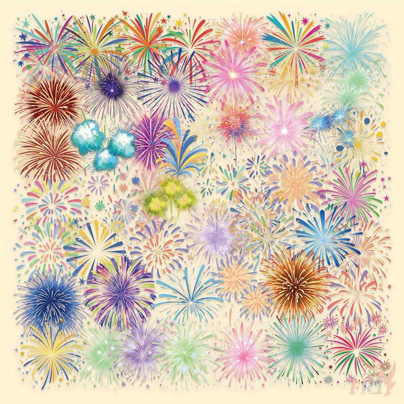 50Pcs/Set Watercolor Fireworks Art PET Stickers Waterproof DIY Fashion Doodle Decals Stickers