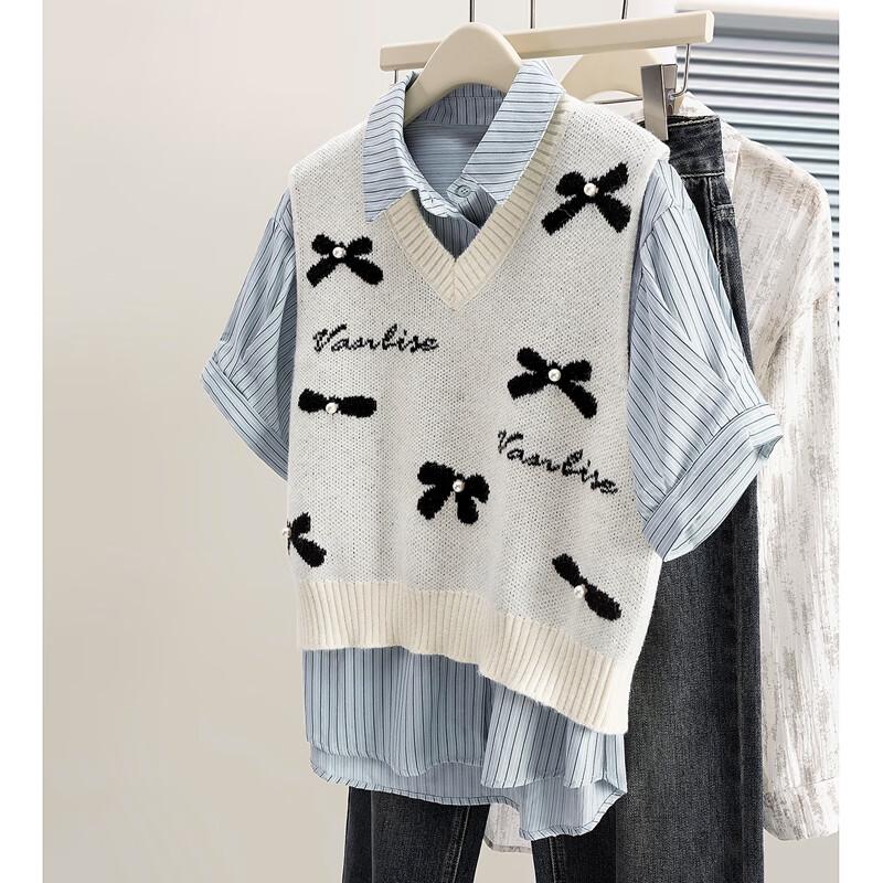 Silbaisha Women's V-Neck Color-Block Sleeveless Vest