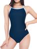 SENTI [Wsl-1002] Palette Navy Drop-Back Low-Cut Dress