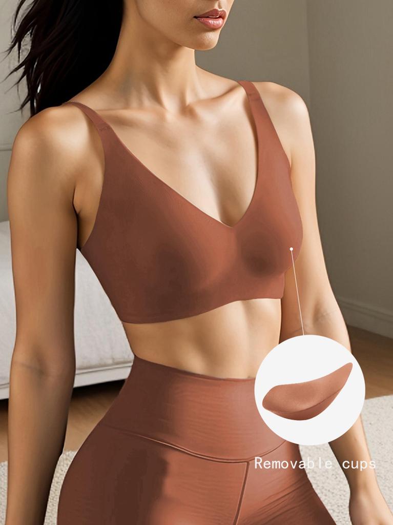 Frauen Einfarbig Nahtlose schlaf T-Shirt Bh Dünne Bralette Drahtlose Bhs für Mädchen SML Xl