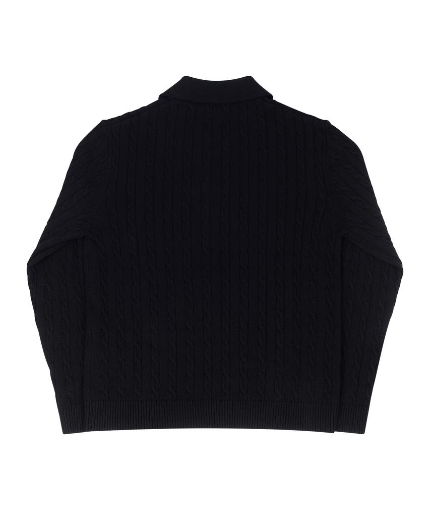 SELITIO Women'S Color Point Cable Collar Knit Black