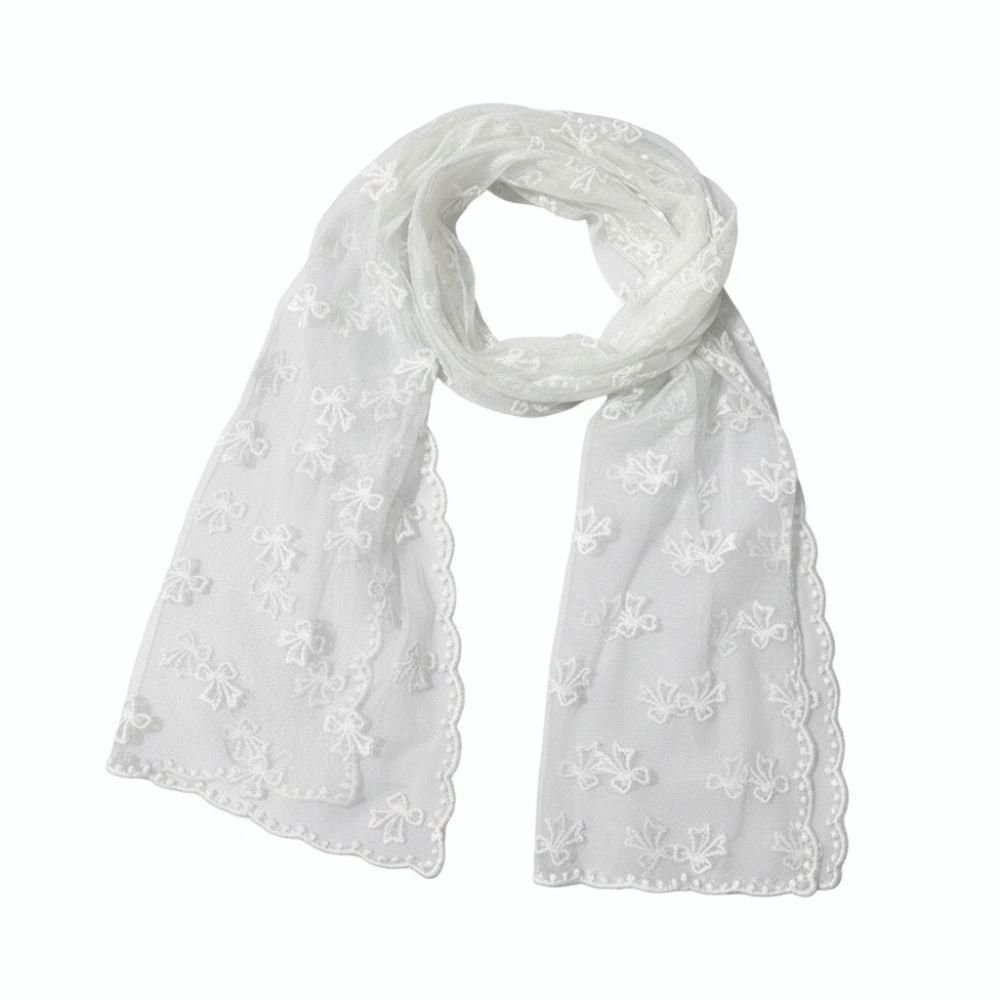 Elegant Embroidered Flower Lace Scarf Lightweight Breathable Mesh Female Headscarf Long Silk Scarf Spring