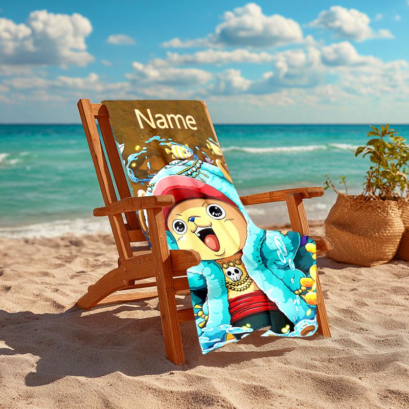 Personalized customized proof beach towel with One Piece Chopper pattern - soft, absorbent,quick-drying,perfect swimming,camping&bathing