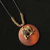 Retro Legno Foglia Gufo Lunga Catena Maglione Etnica Collana Rotonda Donne Ciondolo Orologio Gioielli Femminili Accessori per il Collo Regali Collare