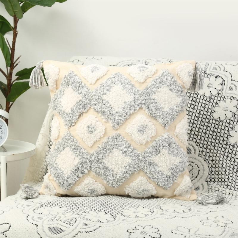 Pillowcase Tufted Throw Pillow Covers Cushion Slipcover for Living Room Bedroom Sofa Couch Home Decoration 45x45cm