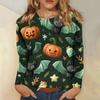 Women's Long-sleeved Loose-necked Halloween Print Casual Top, Suitable for Holiday Parties